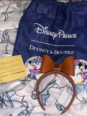 Disney Dooney & Bourke Brown Minnie Ear Headband with Patterned Ear Accents
